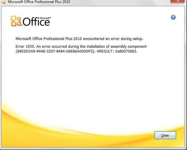 Ошибка «Error 1935» при установке Office 2010