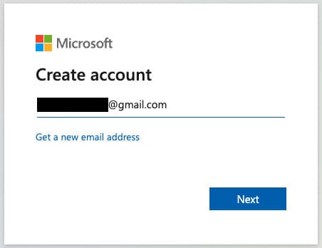 Create a new Microsoft Account