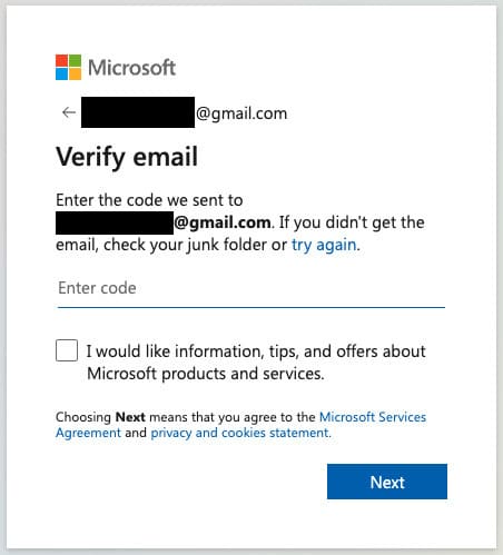 Verify your Email - Microsoft