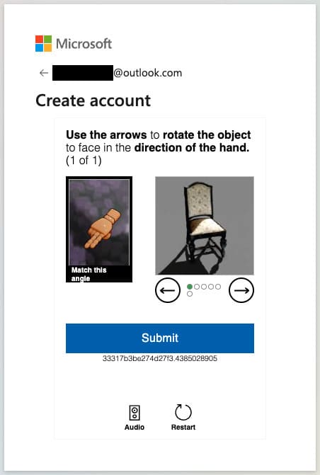 Graphical captcha by Microsoft