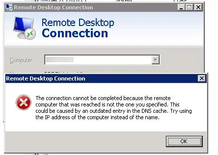 Ошибка подключения RDP — Outdated entry in the DNS cache