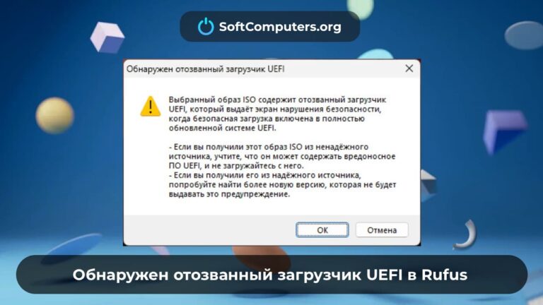 Обнаружен отозванный загрузчик UEFI в Rufus