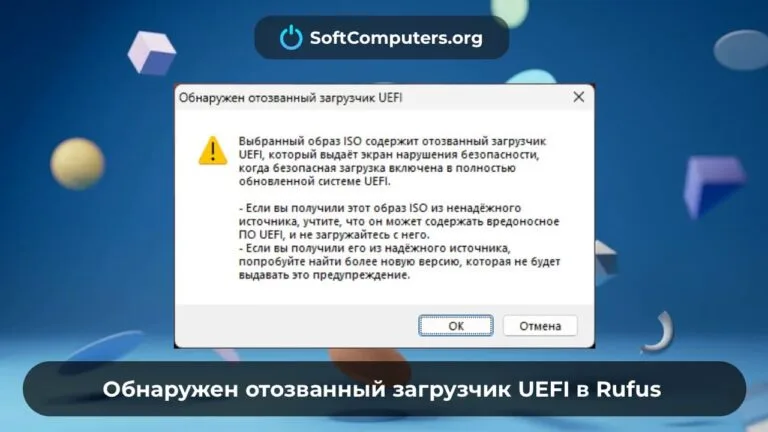 Обнаружен отозванный загрузчик UEFI в Rufus