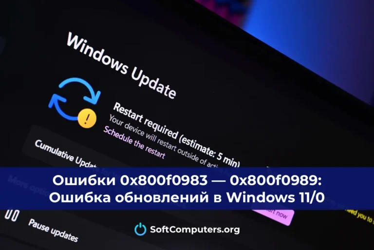 Ошибки 0x800f0983 — 0x800f0989: Ошибка обновлений в Windows 11/0