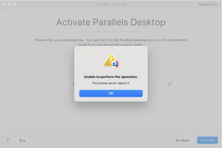Ошибка активации Parallels Desktop — The license server rejects it