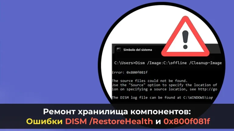 Ремонт хранилища компонентов: Ошибки DISM /RestoreHealth и 0x800f081f