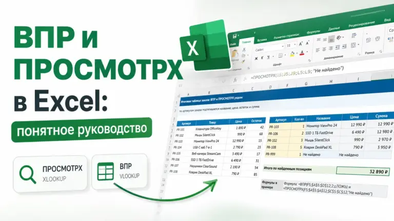 ВПР и ПРОСМОТРX в Excel: понятное руководство